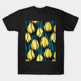 Yellow tulips with blue leaves T-Shirt